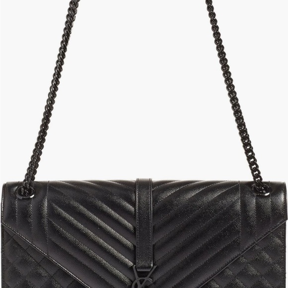 Saint Laurent ‘Large Monogram' Chevron Quilted Leather Shoulder Bag - Picture 10 of 11